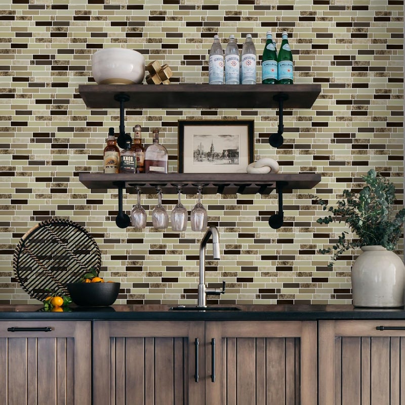 Vamos Tile Upgraded, 10-Sheet Peel and Stick Backsplash Tile,11.8"x10.8" Premium Stick On Kitchen Backsplash Peel and Stick Tile(Marble Brown) - Image 2